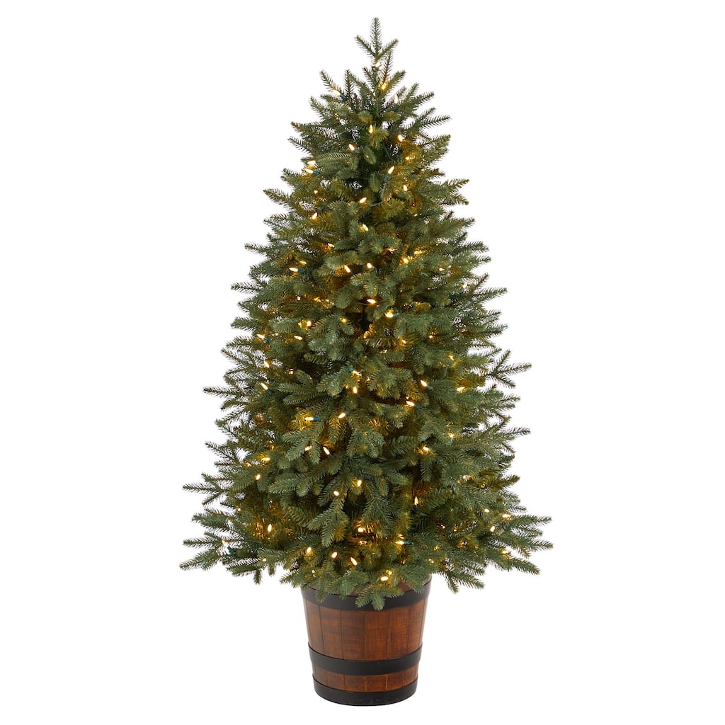 5' Pre-Lit Colorado Aspen Artificial Christmas Potted Tree, White LED Lights - 5 Foot