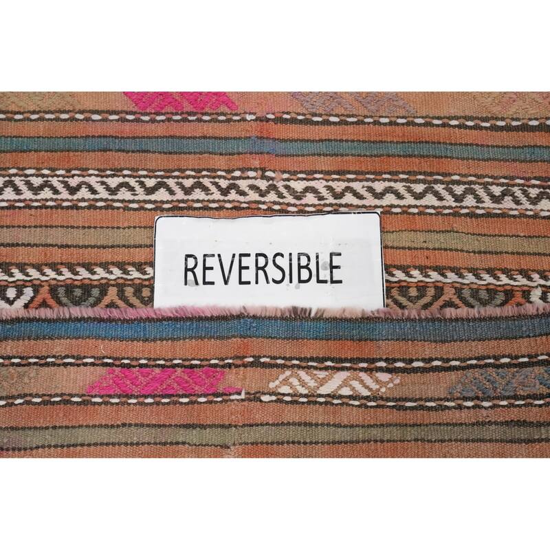 Hand Woven Oriental 100% Wool Carpet Southwestern Tribal Multi-Colored Kilim Area Rug - 6' 10'' X 5' 0''