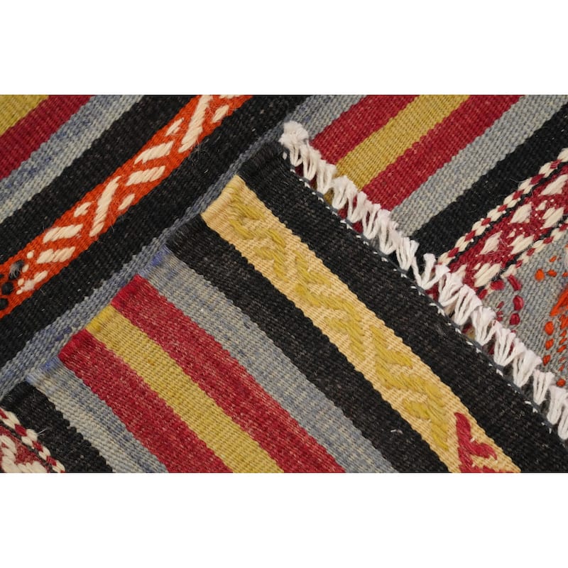 Hand Woven Oriental 100% Wool Carpet Southwestern Tribal Multi-Colored Kilim Area Rug - 9' 8'' X 4' 11''
