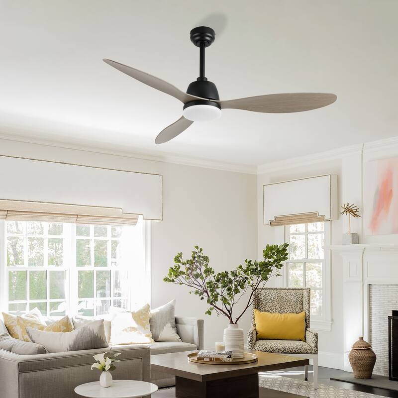 Aldrin 52" 1-Light Industrial Iron/Plastic Mobile-App/Remote-Controlled 6-Speed Propeller LED Ceiling Fan, by JONATHAN Y