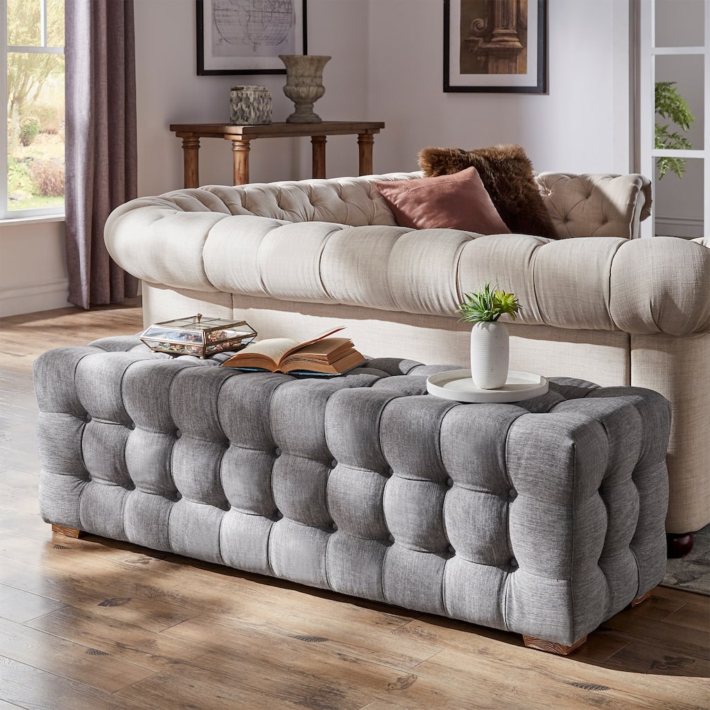 Gdansk Linen Fabric Tufted Bench