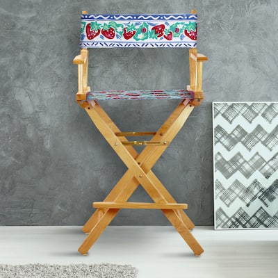 30" Director's Chair Natural Frame-Strawberry Park - 23"W x 19"D x 45.5"H