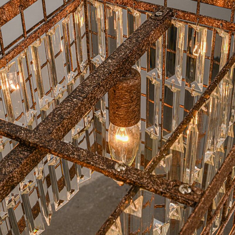 6-Light Farmhouse Crystal Chandelier Liner Kitchen Island Pendant - 37-in W x 11-in D x 22-in H