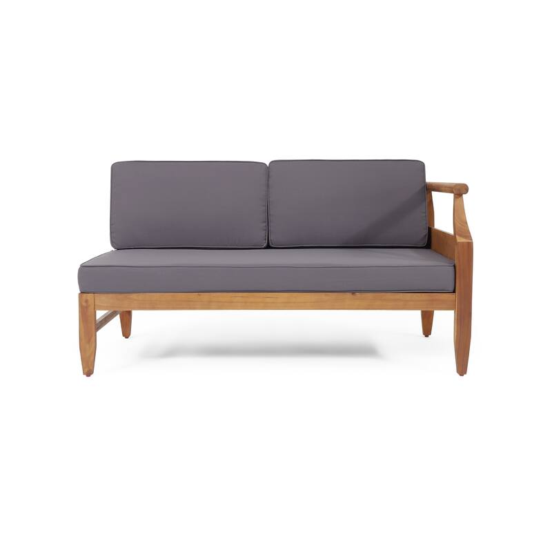 Aston Outdoor Acacia Wood Chat Set with Cushions by Christopher Knight Home