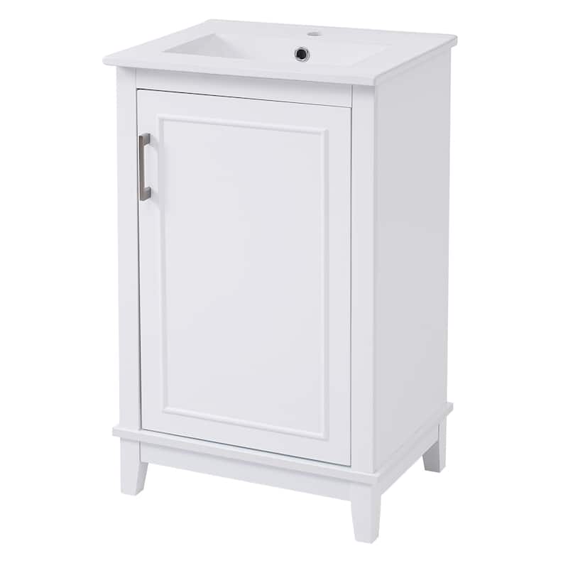 Bathroom Vanity with Sink, Small Bathroom Cabinet with Storage Racks, Single Basin Vanity Set with Soft-Close Door