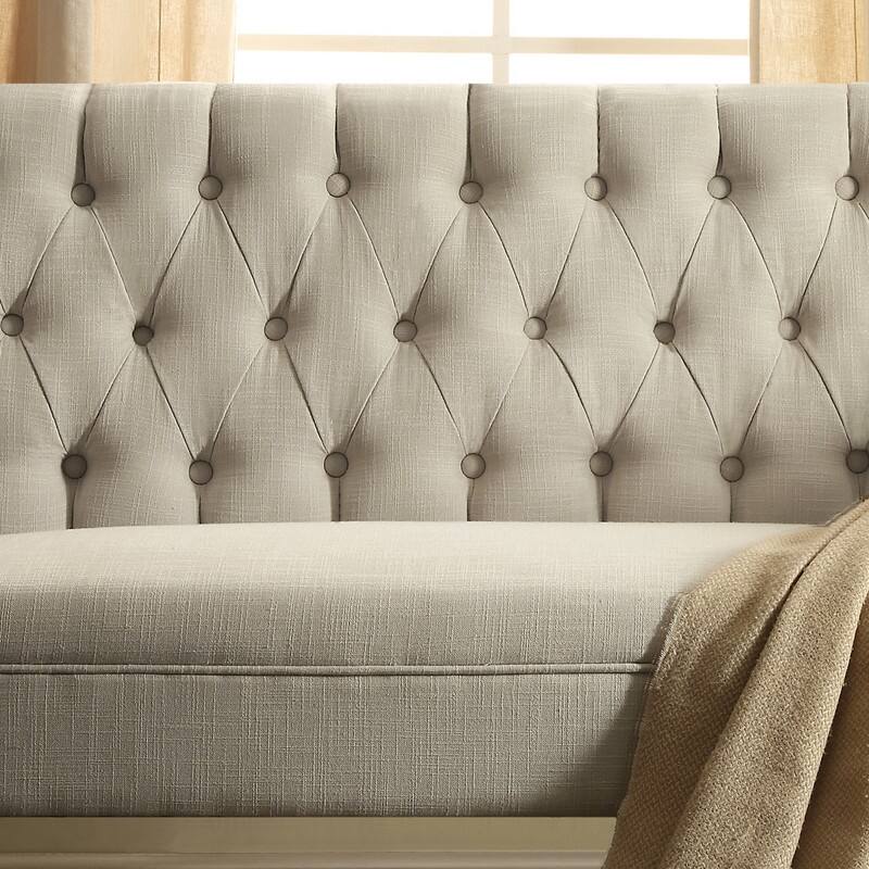 Moser Bay Arete Upholstered Tufted Settee Chesterfield Style Loveseat, Velvet or Linen