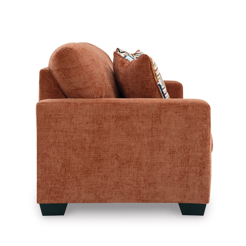 Roundhill Furniture Amoria Contemporary Plush Sofa with Accent Pillows, Rust Terra Chenille Upholstery - 7'6" x 9'6"