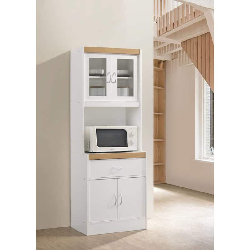 70.75" White Kitchen Cabinet with One Pull-Out Drawer