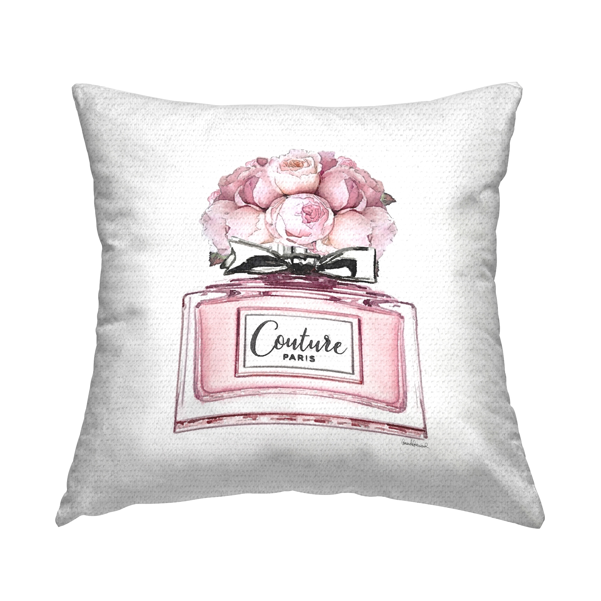 Stupell Pink Roses Perfume Printed Outdoor Throw Pillow Design by Amanda Greenwood