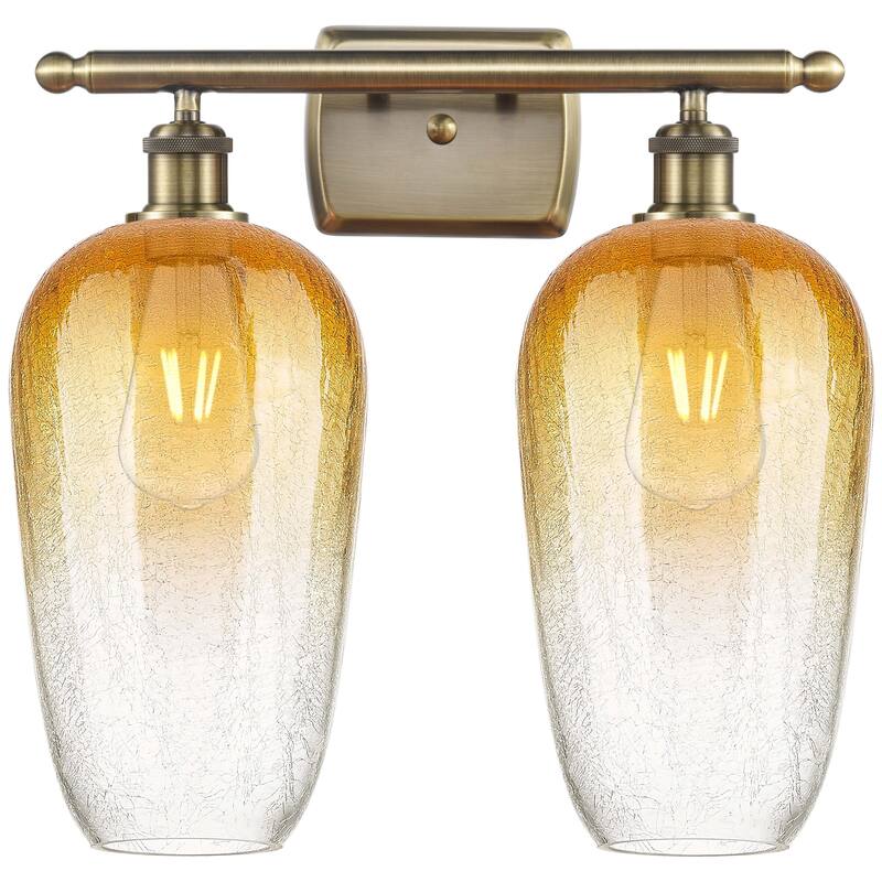 Innovations Lighting Endless Possibilities Ballston - Brookhaven Flute - 2 Light 17" Bath Vanity Light - Antique Brass/Amber