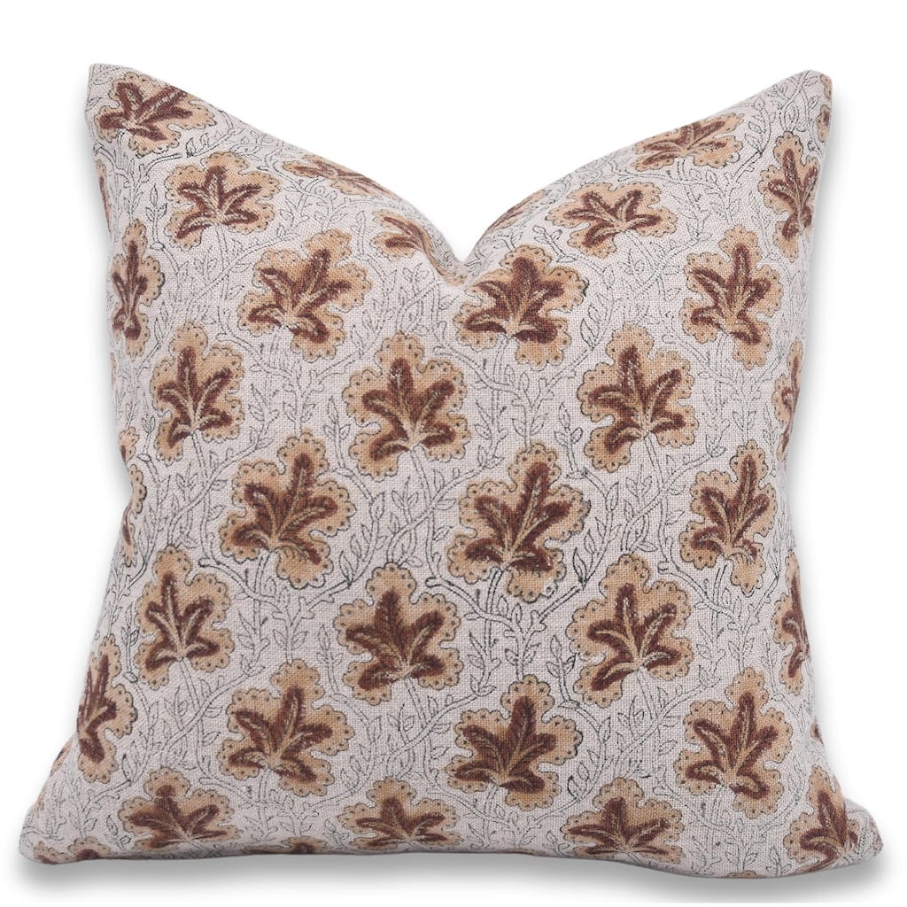 Fabdivine Handmade Home Cushion Cover for Dining Room Sofa or Couch Flower Pattern Pillowcase Linen Décor, Pushpsamita