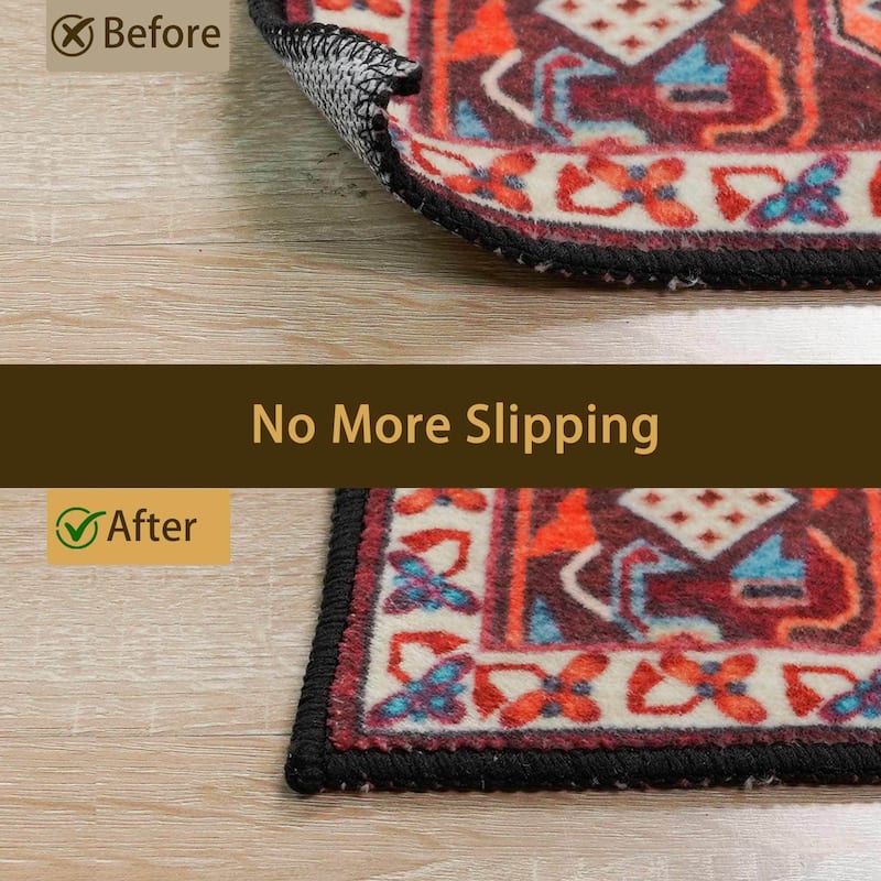 Hardwood Tile Floor Non Slip Rug Tape / Adhesive (Set Of 12) Dual Surface - Black - 3.9" x 3.9"