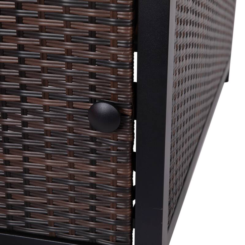 Outdoor 50,000 BTU Fire Table with Steel Top and Wicker Base