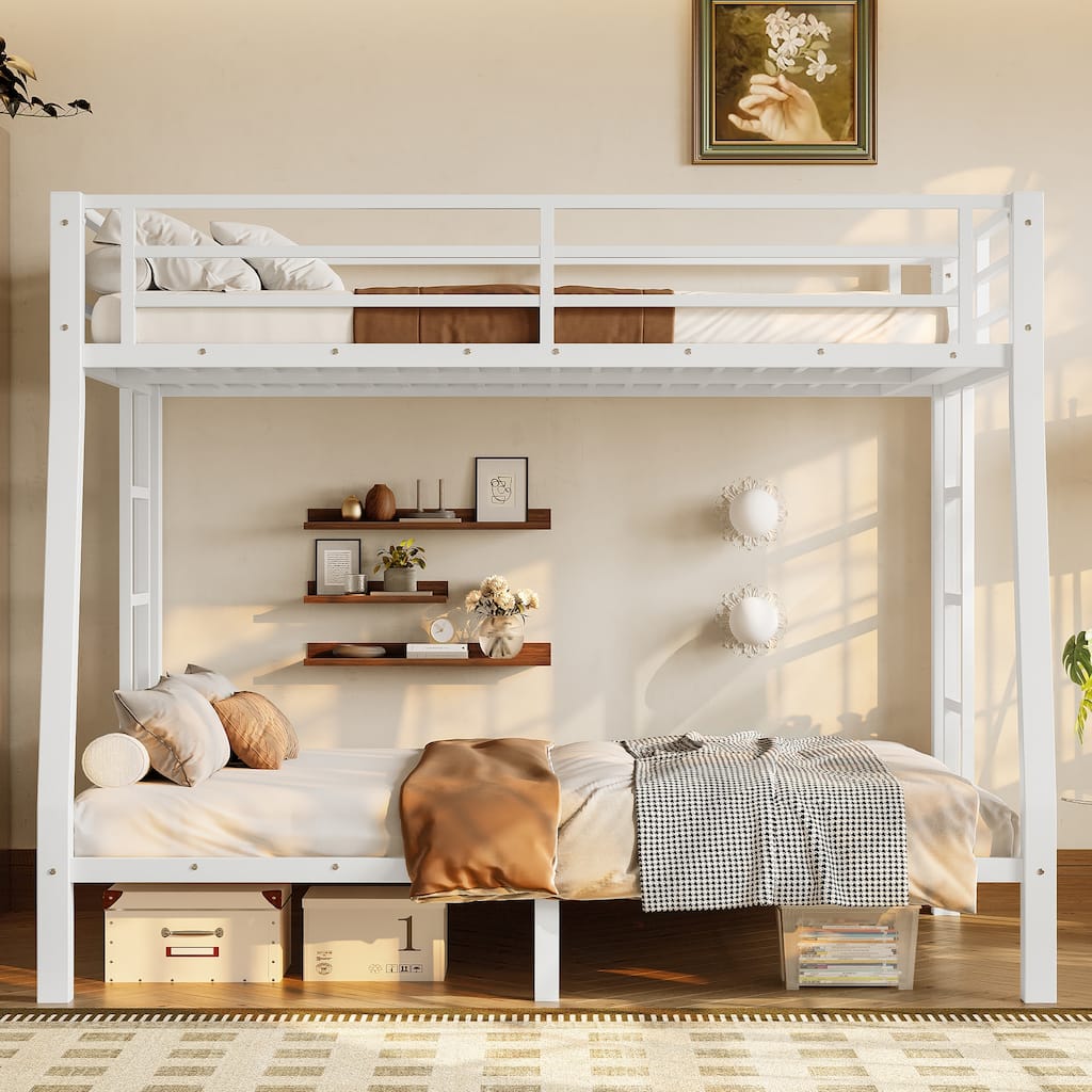Metal Full XL over Queen Bunk Bed for Teens and Adults,Space-Saving/Noise Reduced/No Box Spring Needed