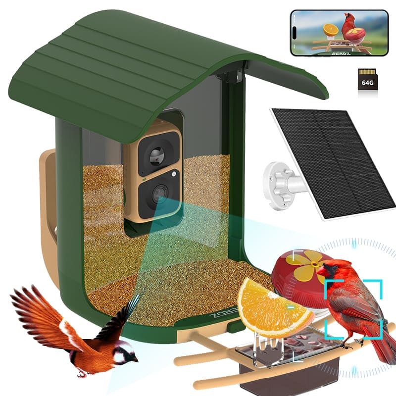 Plastic Bird Feeder Featured 5200mAh Battery with Solar Panel and Camera IP65 Water Proof