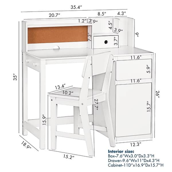 COSTARS Kids Desk and Chair Set, Kids Study Desk with Hutch for 5-12 Years Old, Student Writing Table Computer Workstation