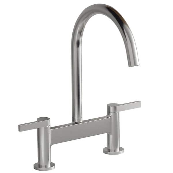 slide 2 of 21, Bridge Kitchen Faucet Double Handle Brass Commercial 2 Holes Bridge Kitchen Sink Basin Faucets Polished Chrome