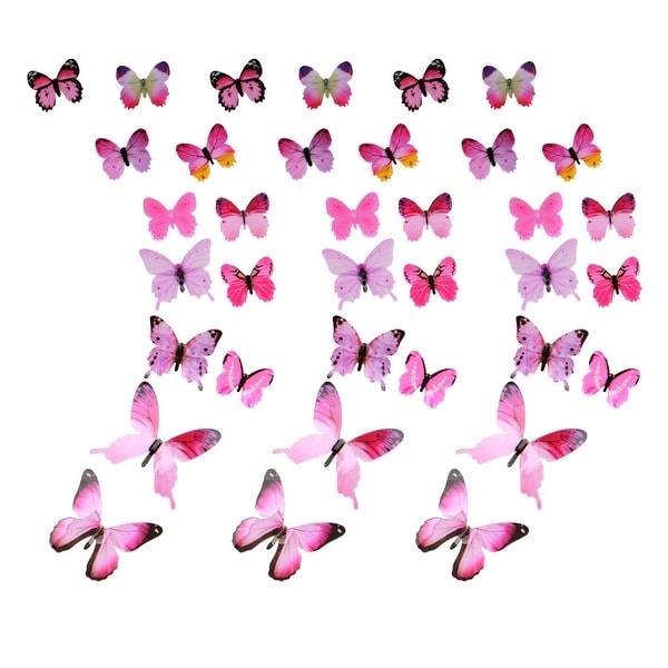 3D Butterfly Wall Sticker Decal Paper Stickers for Bedroom Decoration Pink