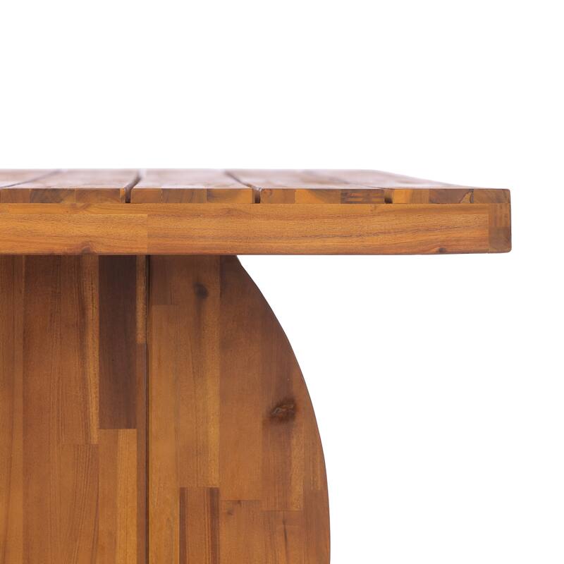 Christopher Knight Home Thalorin Vietnamese Acacia Wood Outdoor Dining Table with Fishtail Legs and Slatted Top