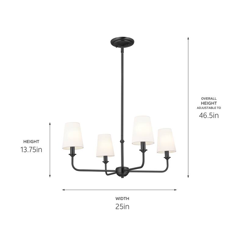 Kichler Lighting Pallas 4-Light Black Chandelier - 25 in