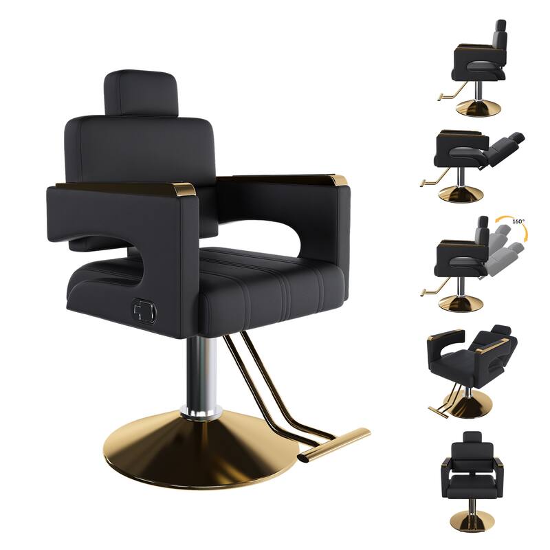 Stainless Steel Professional Hydraulic Barber Chair for Salon Barber Shop - N/A