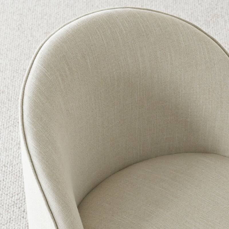 Upholstered Linen Barrel Accent Chair with with Castors(Set of 2)
