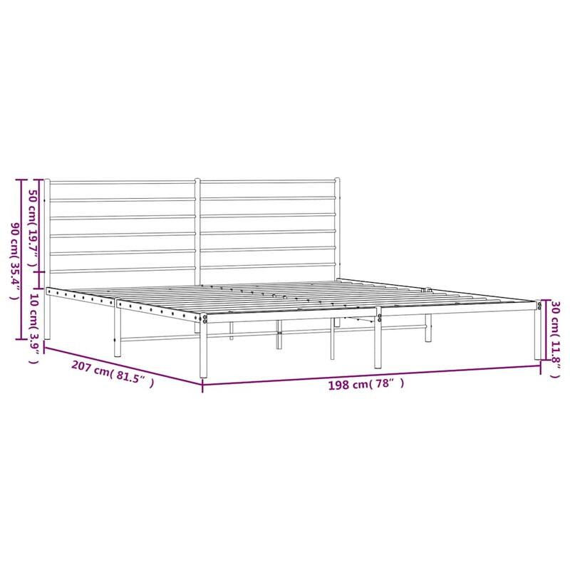 vidaXL Metal Bed Frame with Headboard, No Mattress