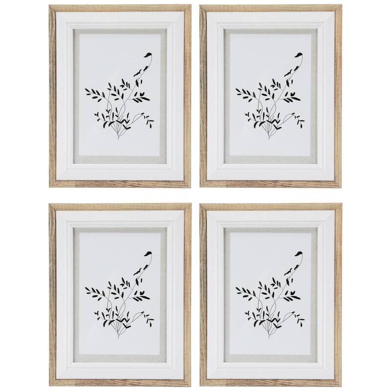 Wooden Picture Frames for 5" x 7" Photo - Natural and White - Set of 4