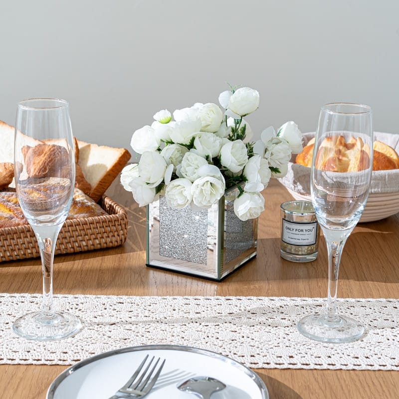 Square Mirrored Glass Table Vase (Set of 6)