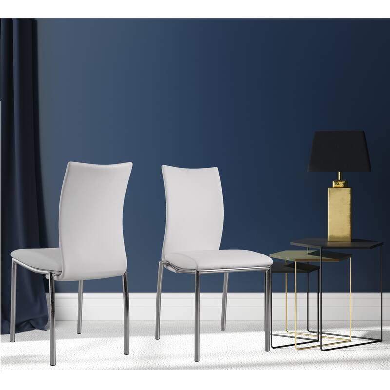 Contempory Modern Faux Leatheratte Side Chair In White, Set of 4