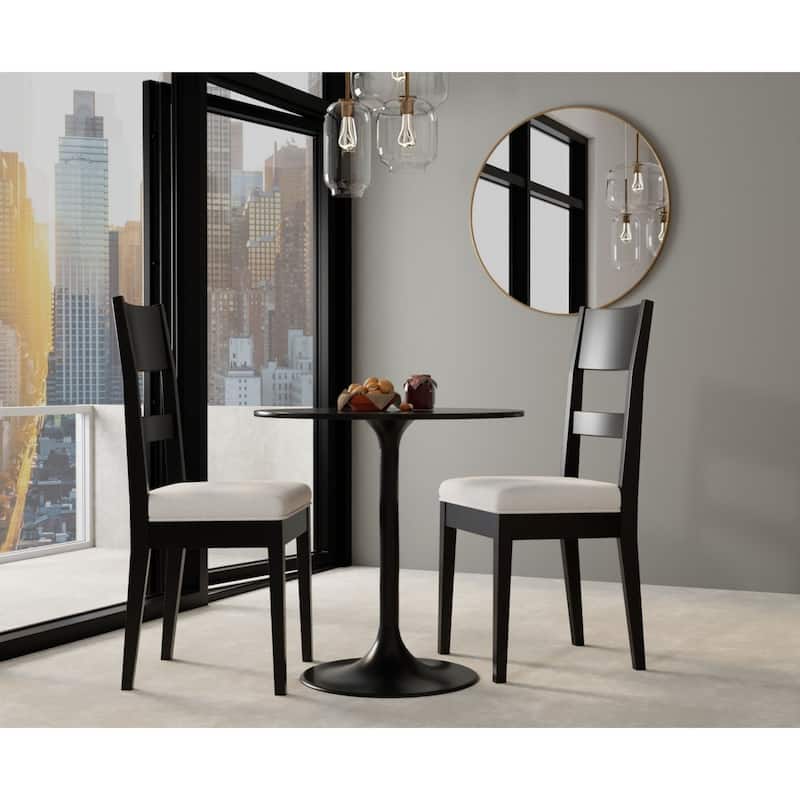 Round Marble Top Pedestal Dining Table - 30" - Black