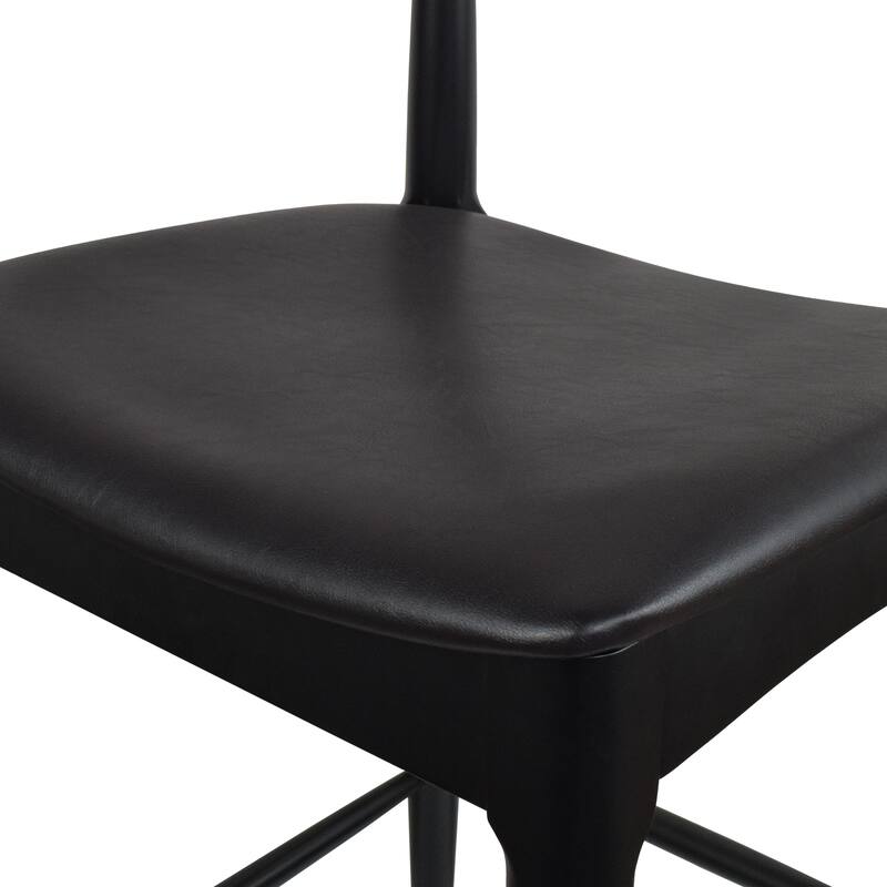 Set of 2 Solid Wood 25" Counter Height Bar Stools Barstools With Back Kitchen Island PU Leather Cushion Dining Elbow Kitchen