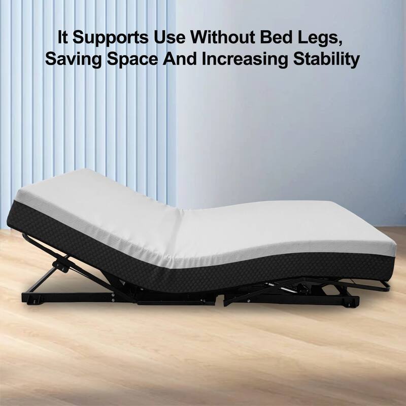 Zero-Clearance Adjustable Bed Base Frame Head and Foot Incline Quiet Motor Queen Size Zero Gravity, Dual USB A+C Ports