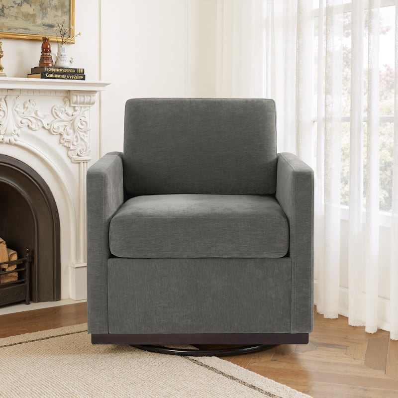 uixe Modern Upholstered Swivel Accent Chair with Pocket Spring Seat - Chenille - Dark Grey