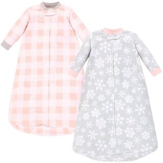 Hudson Baby Infant Girl Long-Sleeve Fleece Sleeping Bag, Gray Pink Snowflake, 0-9 Months - Gray Pink Snowflake - 0-9 Months