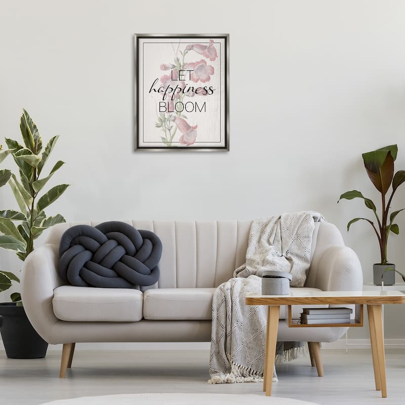 Stupell Vintage Let Happiness Bloom Framed Floater Canvas Wall Art Design By Lil' Rue