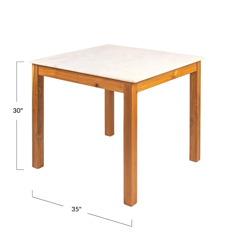 Teak and Marble Dining Table