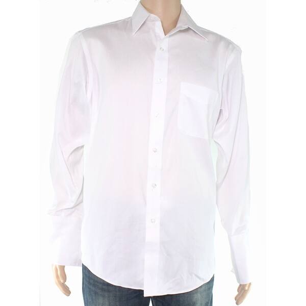 Club Room Mens Dress Shirt White Size Medium M One Pocket Solid Stretch