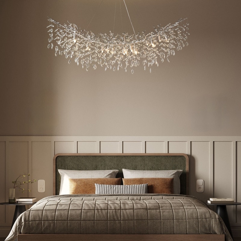 Modern Branch Crystal Linear Chandelier, 1100-1830mm Dining Pendant Light