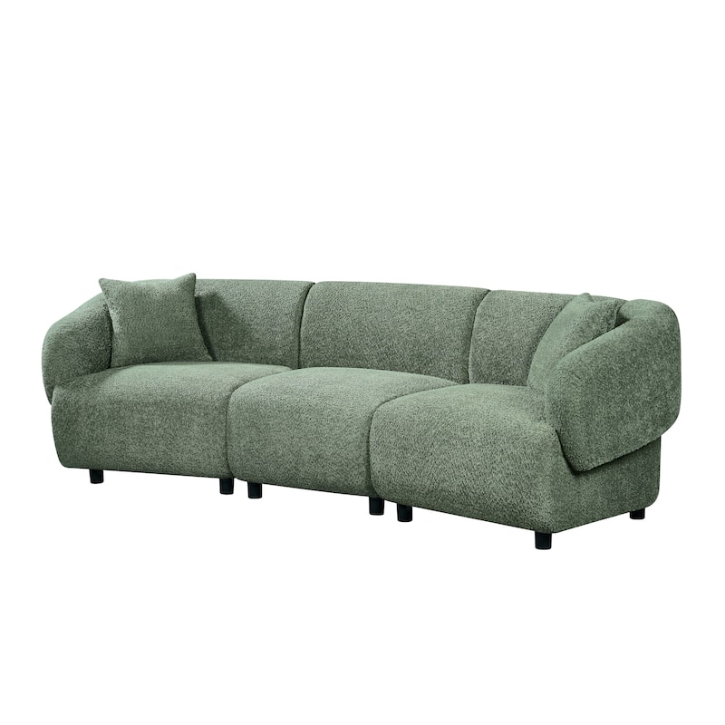 Christopher Knight Home - Hulk Curved Boucle 3-Seat Sofa with Sturdy Wooden Frame