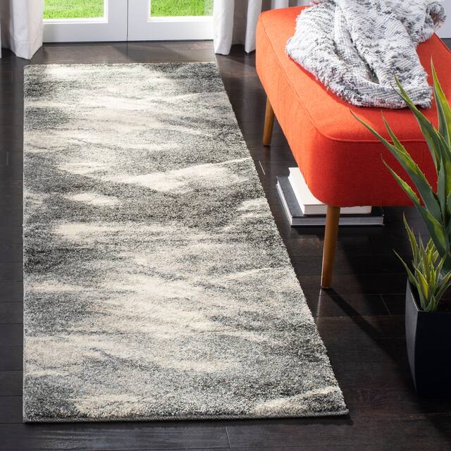 SAFAVIEH Retro Nurcan Modern Abstract Rug - 2'3" x 9' Runner - Grey/Ivory