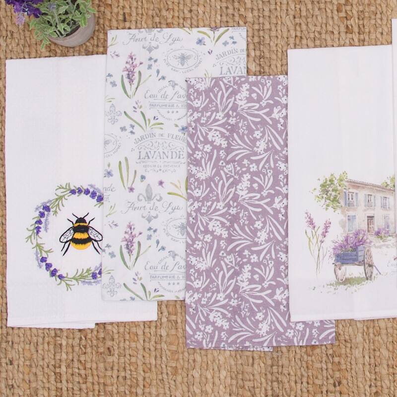 27" x 18" Lavender Countryside Eau de Kitchen and Bathroom Graphic Print Hand Towel - Purple