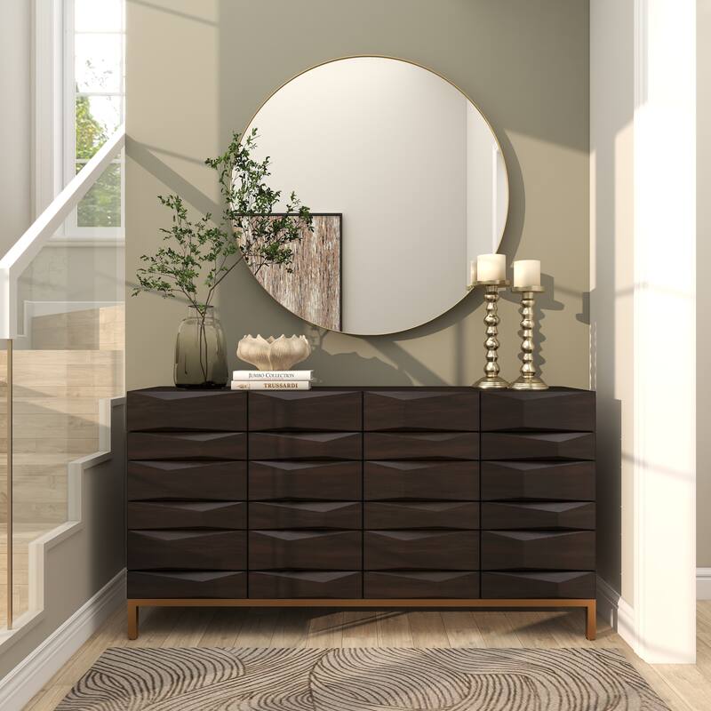 Black, White or Gold Wood Wall Mirror with Thin Frame