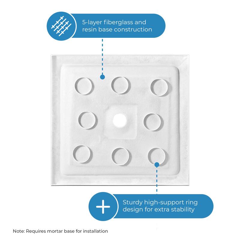 Adena White Shower Base 60x36 in white