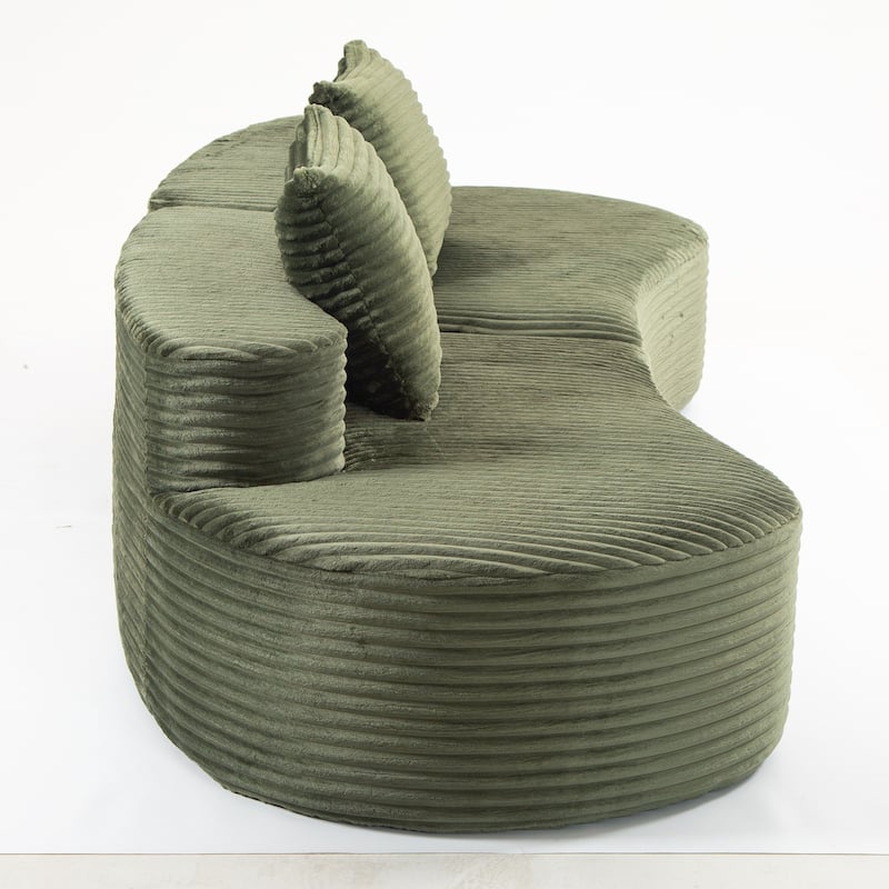 Moon Bay Lounge Couch Curved Sectional Sofa Corduroy Compressed Sofa