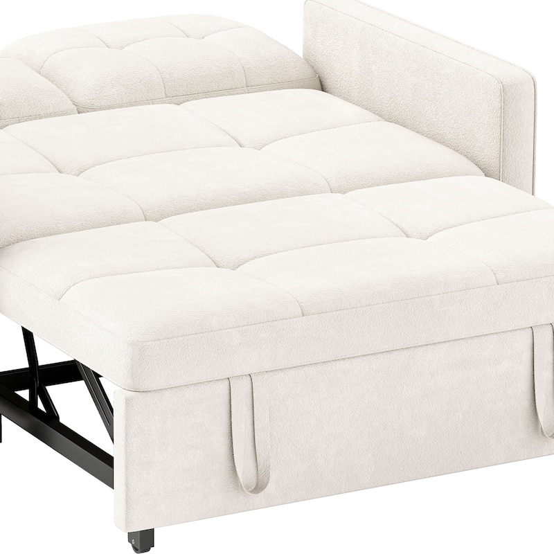 3-in-1 Multi-Functional Sleeper Sofa with Iron Frame Pull-Out Bed Loveseat and USB Port for Living Room or Small Space