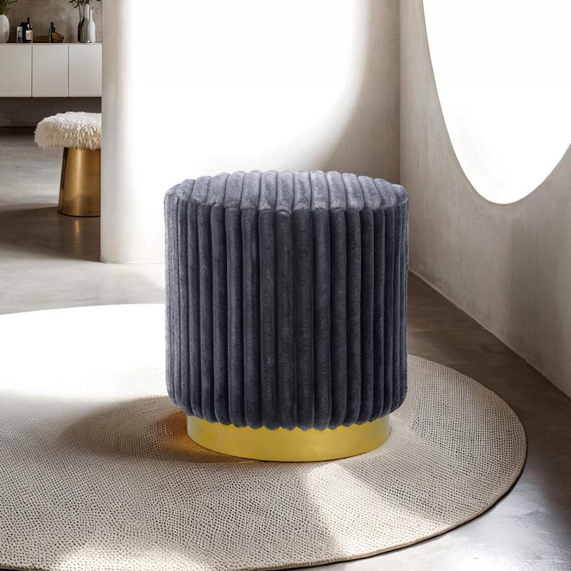 Furniture of America Jorvien Modern 17-inch Upholstered Ottoman with Plinth Base - Dark Grey