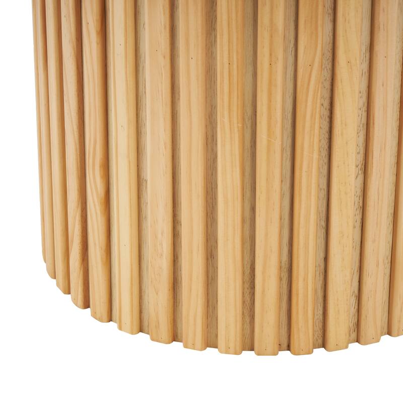 Wood Handmade Ribbed Storage Accent Table with Slatted Base - Brown or Black - Roche River Decor