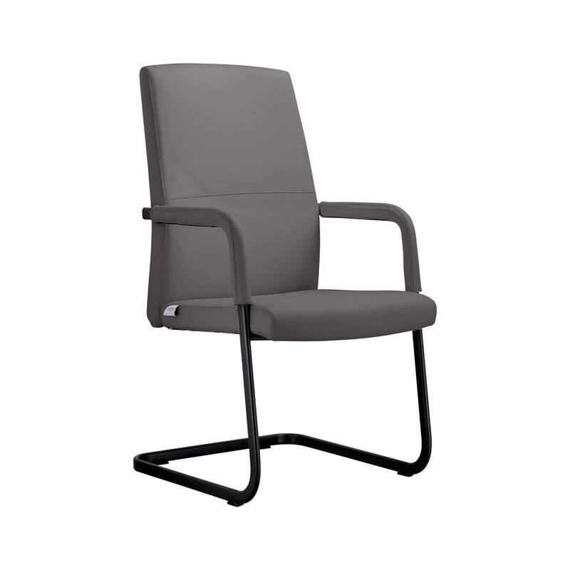 LeisureMod Evander Modern Faux Leather Office Chair with Aluminum Frame - Grey