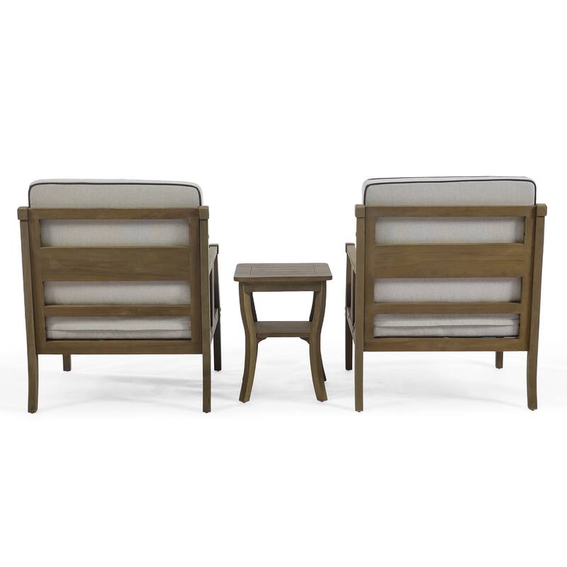 Wood Patio Bistro Set with Water-Resistant Cushions(Set of 3)